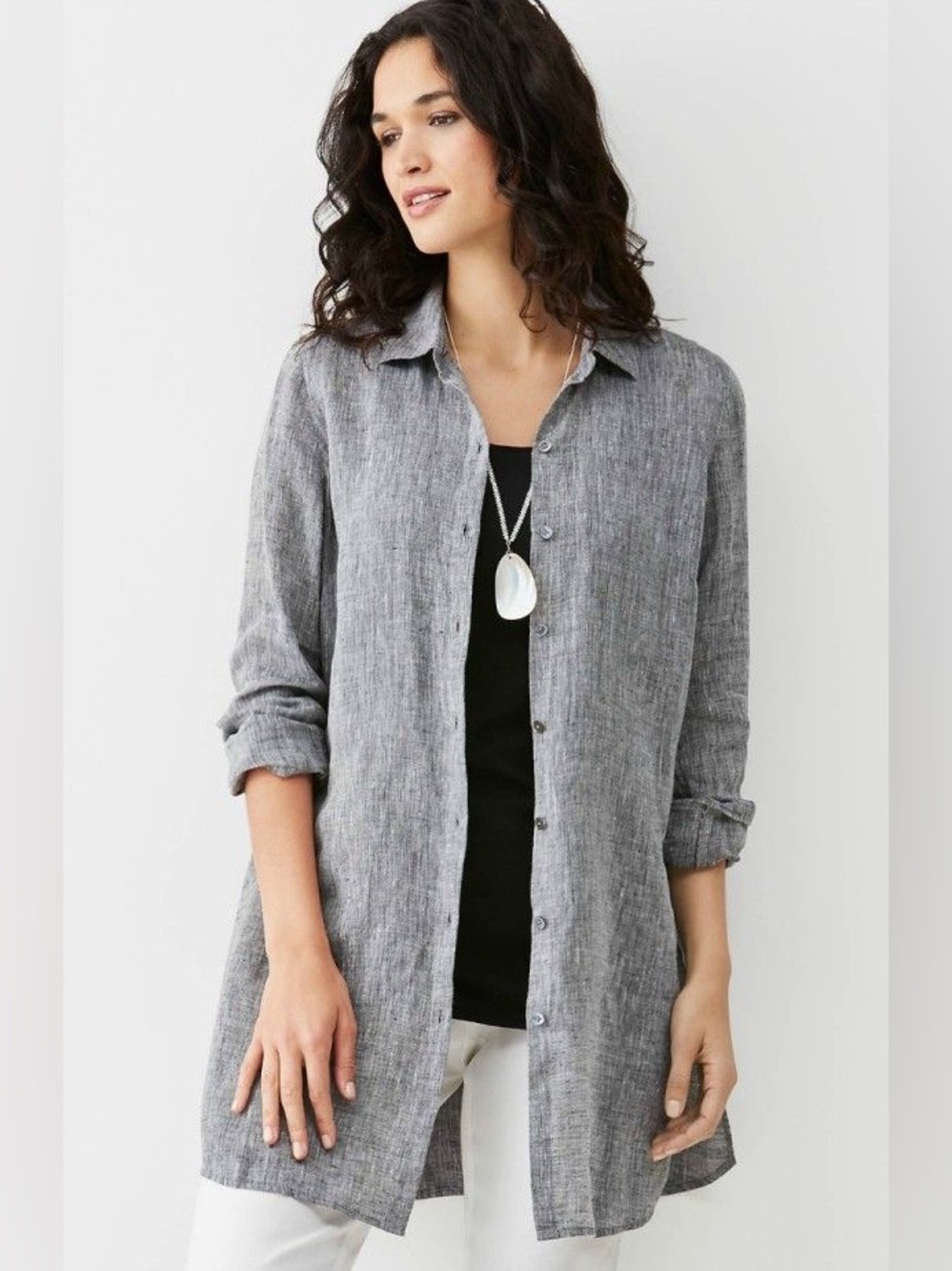 J. Jill Gray Love Linen Button-Front Tunic